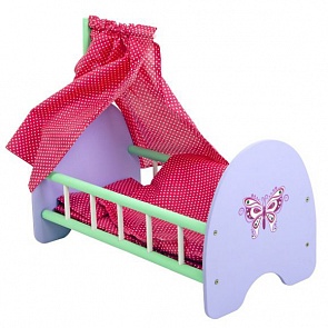 Кроватка деревянная с пологом Бабочка, 53 х 30 х 25 см. (Mary Poppins, 67118)